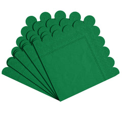 Emerald Green Scallop Beverage Napkins | 100 Count
