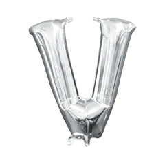 Silver Letter V Foil Balloon - Pack of 5