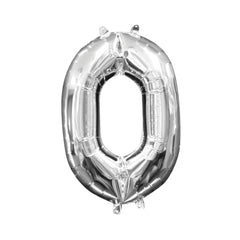 Silver Foil Number 0 Balloon - Metallic Decor - Case of 70