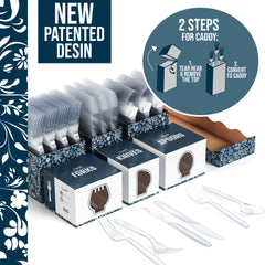 Clear Cutlery Floral Caddy Combo For 100