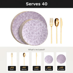 Blossom Circle Deluxe Set | Plates & Gold Cutlery | Serves 40