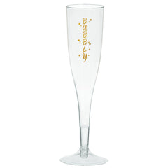 Plastic Champagne Flutes, Clear/Gold, 5.5-oz, 8-ct - Case of 24