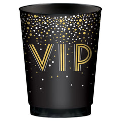 Awards Night VIP Plastic Tumbler Cups, Black/Gold, 10-oz, 20-ct - Case of 24