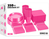 350 Pcs Cerise Plastic Disposable Tableware Set