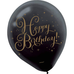 Gold Birthday Printed Latex Balloons, 15-ct - Pack of 2