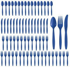 Royal Blue Plastic Cutlery Set - 64 Pieces - Case of 12