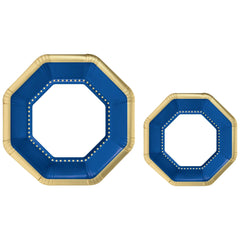 Premium Royal Blue Octagonal Paper Plates | 120 10 In. + 120 7.5 In.