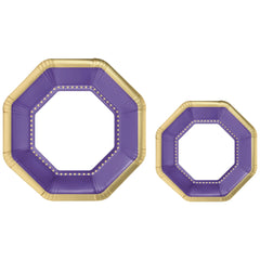 Premium Purple Octagonal Paper Plates Multipack, 7.5-in & 10-in, 20-pcs - Pack of 4