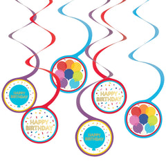 Vibrant Metallic Spiral Rainbow Hanging Decorations, 9-pcs - Pack of 3