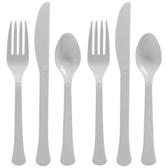 Elegant Silver Plastic Cutlery Assortment, 200-pcs - Case of 6