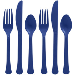 True Navy Plastic Cutlery Set - Assorted - Case of 6