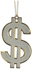 Dollar Sign Necklace Choker - 1990s Hip-Hop Costume Accessory - Pack of 6