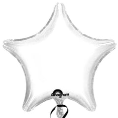 White Foil 19-inch Star Balloon - Metallic Finish - Case of 100