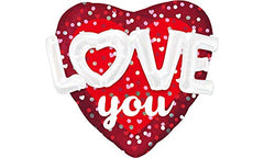 Valentine's Day Multi-Love Hearts and Dots Foil Balloon - Pack of 5