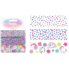 Unicorn Flower & Hearts Confetti, Pink/Purple/Blue, 1.2-oz. - Pack of 2