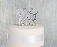 Mr & Mrs Rhinestone Cake Treat Topper, Silver, 5-in