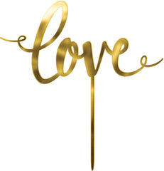 Love Foil Cake Topper, Gold, 6.5-inch