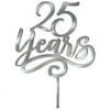 "25 Years" Metallic Cake Topper, Silver, 7-inch