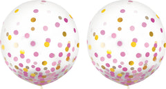 Confetti Latex Balloons, Gold/Pink, 24-inch, 2-pk