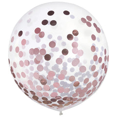 Rose Gold Confetti Latex Balloons, 24-inch, 2-pk