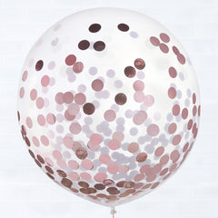 Rose Gold Confetti Latex Balloons, 24-inch, 2-pk