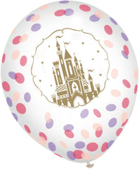 Disney Princess Confetti Latex Balloons, Purple/Pink/Gold, 12-inch, 6-pk