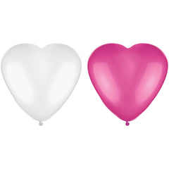 12-inch Heart-Shaped Pink and White Latex Balloons - 100 Pack