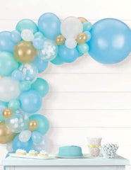 Confetti Latex Balloon Garland Arch Kit, Blue/Gold/White