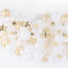 White and Gold Star Accent Balloon Kit, 1.3-inch, 12-pack