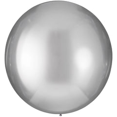 24-inch Platinum Metallic Silver Latex Balloons - 4 Pack