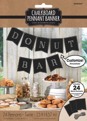 Chalkboard Pennant Banner, Black, 15-foot, 24-pk
