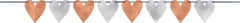 Garland Banner, Rose Gold/Silver Hearts, 12-foot, 2-pk