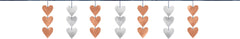 Garland Banner, Rose Gold/Silver Hearts, 12-foot, 2-pk