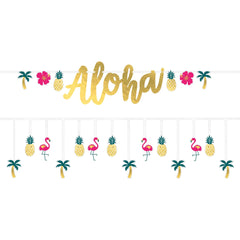 Aloha Foil Garland Banner, Gold, 3.25-inch, 2-pk