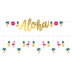 Aloha Foil Garland Banner, Gold, 3.25-inch, 2-pk