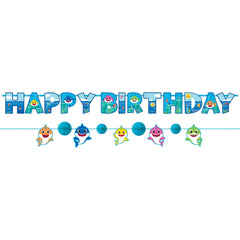Baby Shark Happy Birthday Banner, Blue, 10.5-foot, 2-pk