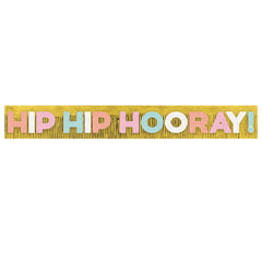 Hip Hip Hooray Fringe Banner, Gold, 10-foot