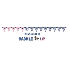 Saddle Up Happy Birthday Banner Kit, Pink/Blue, 126-inch, 2-pk