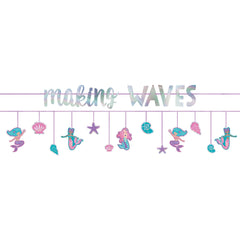 Shimmering Mermaids Banner Garland, Purple/Silver, 10.5-ft, 2-pk