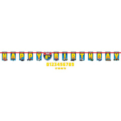 Hot Wheels Customizable Happy Birthday Banner, Blue/Orange, 10.5-foot