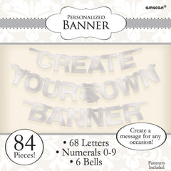 Silver DIY Customizable Garland Banner, 12-foot, Wedding