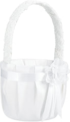 Sequin Flower Girl Basket, White, One Size, for Wedding