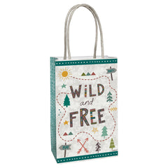 Wilderness Paper Kraft Gift Bags, White/Green, 12-inch, 8-pk