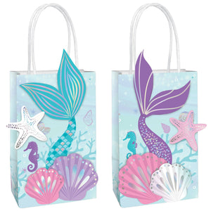 Shimmering Mermaids Kraft Gift Bags, Blue/Purple, 8 inch, 8-pk