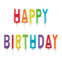 Colorful Happy Birthday Letter Candles, 13-pcs