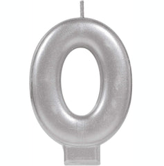 Silver Metallic Number 1 Wax Candle, 3.2-in