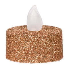 Glitter Tealight Flameless LED Candles, Rose Gold, 1.5-in, 10-pk