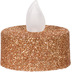 Glitter Tealight Flameless LED Candles, Rose Gold, 1.5-in, 10-pk