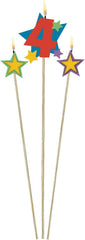 Star Number 4 Toothpick Wax Candle Set, 6-in