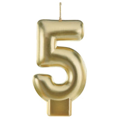 Metallic Gold Number 5 Candle